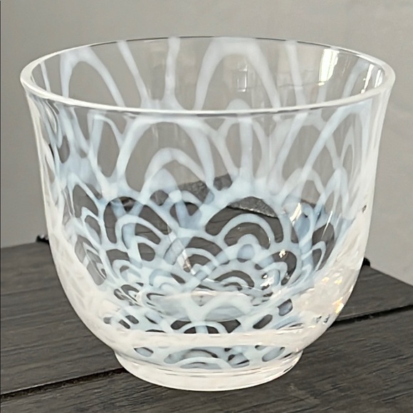 Taisho Roman Milk Glass Cold Tea Glass Cup "Nami" - Picture 3 of 9